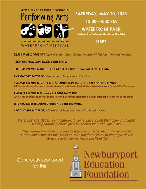 Performing Arts Festival May 20th noon to 4PM